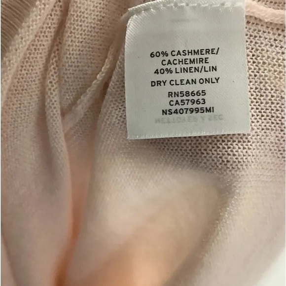NWT Nordstrom Signature Sz M Cashmere Linen Short Sleeve Sweater In Wisp Pink - Picture 6 of 6